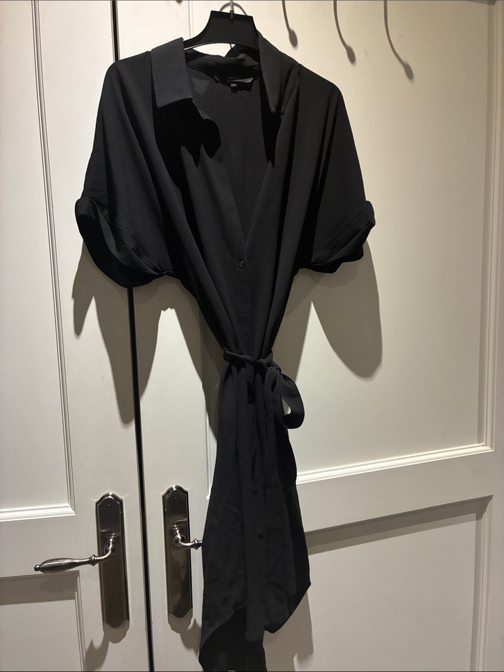 Vero Moda Black Short Sleeve Belted Shirt Dress Size Large ⭐️
